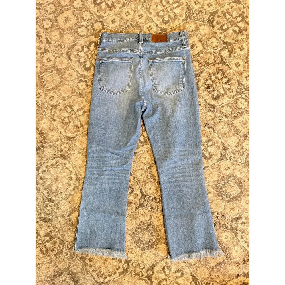 Madewell Cali Demi Boot Jeans Womens 27p Light Wash Raw Hem Cropped Flare Denim